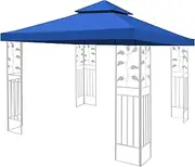 Gazebo Top Cover Replacement Gazebo Canopy Tent Double Tier Garden Gazebo Pavilion Shelter Roof Tarpaulin Sunshade 3x3m (TOP Cover ONLY),Blue