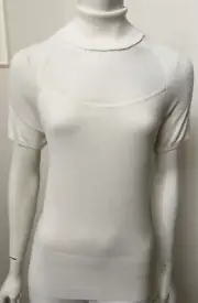 White House Black Market Women’s Short Sleeve Ecru Turtle Neck Pullover Size M