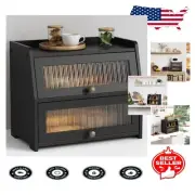 Extra Large Bamboo Bread Box with Magnetic Closure for Elegant Kitchen Storage