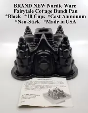 BRAND NEW Nordic Ware Fairytale Cottage Bundt Pan *Cast Aluminum *10 Cups *Black