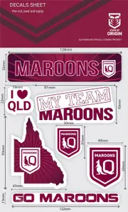 State of Origin Queensland QLD Maroons Sticker DECAL Sheet