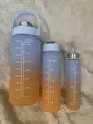 3-Piece Gradient Sports Water Bottle Set - BPA Free, Leak-Proof, and Reusable