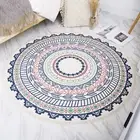 Boho Round Floor Mat, Bohemian Mandala Tassels Decor Rug Woven Circle Mat for...