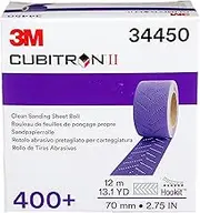 3M Cubitron II Hookit Abrasive Sheet Roll, 34450, Multi-Hole, 70 mm x 12 m, 400+ Grade, Automotive Sanding Roll Sandpaper for Coating Removal, Body Repair, Auto Sanding