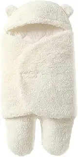 Oimzzr Cute Baby Swaddle Blanket Newborn Swaddle Wrap Soft Plush Receiving Swaddling Wrap Baby Sleep Sack with Feet Baby Sleeping Bag for Winter, M Size for 0-3 Months Babies