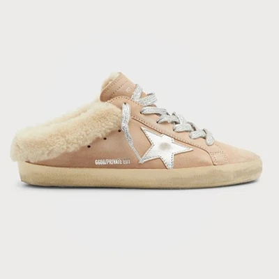 NIB Golden Goose Superstar Sabot Suede Shearling Flat Heel Sneakers Pink Size:36