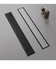 24" Linear Shower Drain 2-in-1 Flat & Tile Insert Cover Matte Black