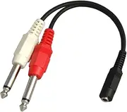 3.5mm stereo mini-jack (female) - 6.3mm monaural standard plug (male) × 2 audio conversion cable 10cm VM-MSA-10cm
