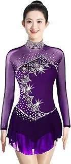 [Zagitova] Figure Skating Dress for Girls with Shiny Rhinestone Open Back Women Graceful Patchwork Competition Dance Outfits