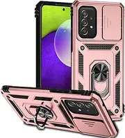 Galaxy A73 5G Case, EabHulie Heavy Duty Protective Case with Ring Kickstand and Sliding Camera Cover for Samsung Galaxy A73 5G Rose Gold