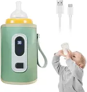 DASIAUTOEM Baby Bottle Warmer, Portable Bottle Warmer, USB Baby Bottle Warmer, Quick Heating Bottle with LCD Display, Breast Milk Warmer Travel Baby Milk Warmer (Green)