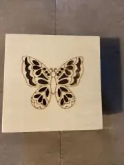 Butterfly Square Trinket Box Natural Color 4 Inch Container Box New