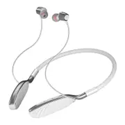 The Bluetooth Headset Hanging Neck Heavy Bass Cell Phone Wireless Headset Neck Hanging Sports Running Headset - White