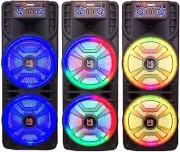 2 MR DJ NEWYORK+ 12" X 2 Rechargeable Portable Bluetooth Karaoke Speaker with Pa