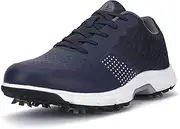 [JiuQing] Golf Shoes Spikes Men Golf Sneakers Professional Waterproof Breathable Mesh Anti-slip