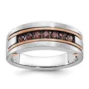 14k White/Rose Gold Men's Satin and Diamond Ring Mounting