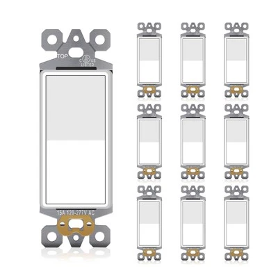 Decorator Wall Light Switch, Single Pole, 15A 120V/277V, 3 Wire Paddle Light ...