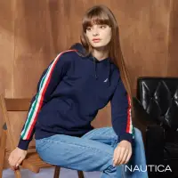 在飛比找momo購物網優惠-【NAUTICA】女裝 繽紛線條長袖帽T(藍)