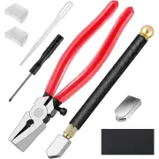 8PCS Glass Cutter Tool Kit Chrome Vanadium Steel Professional Glass Pliers Carbide Tip Cutter 0.079in to 0.787in Stained