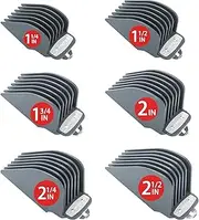 Yinke Extra Long Hair Clipper Guards Set with Metal Clip - 6 Cutting Lengths (1.25/1.5/1.75/2/2.25/2.5 inch), Fits Most Cordless/Cord Wahl Clippers (Gray)
