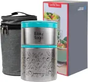 2-Tier Lunch Box - 32oz Stainless Steel Stackable Insulated Food Container wi...