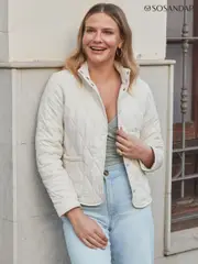 Sosandar Natural Quilted Collarless Jacket (B23271) | $125