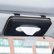 EGBANG Car Tissue Holder, Sun Visor Napkin Holder, Car Visor Tissue Holder, Premium Leather Zipper Sun Visor Napkin Holder Backseat Tissue Case Car Accessories (Black)
