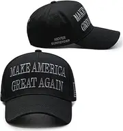 [QYJ] Donald Trump 2024 45-47 Never Surrender MAGA Hat, Dark Gray Make America Great Again Slogan with USA Flag Adjustable Cap