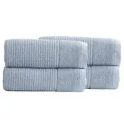 4PK Renee Taylor 650GSM Cambridge 80x160cm Bath Sheet Textured Towel Blue Mirage