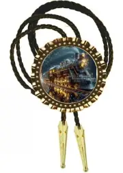 Locomotive Steam Engine Train Photo Art Bolo Tie Men's Accessory Neckties