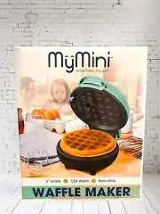 Nostalgia My Mini Waffle Maker 5" Cooking Surface Teal Cute Breakfast New NIB
