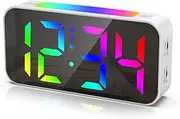 AMIR Digital Clock, RGB Digital Alarm Clock with 10-Color Night Light, 6.9" Large LED Display, Adjustable Brightness, Dual Alarms & Battery Backup, 12/24H, Bedside Alarm Clock for Kid, Adult, Elderly