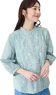 [PETIT HONFLEUR] 523270 Women's Liberty Print Band Collar Shirt