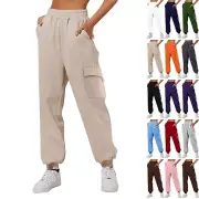 Womens Thin High Waisted Loose Sweatpants High Waist Pockets Jogging Pants