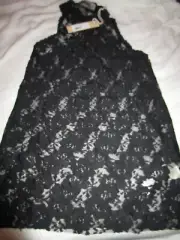 NWT $128 DIESEL T-ARIADNE-A TANK TOP SHIRT BLACK LACE SMALL