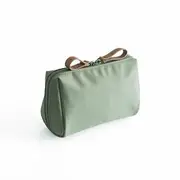 Worthbuy - Travel Plain Zip Makeup Pouch Army Green - One Size
