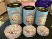 Artmark (3) Piece Small Picnic Metal Canister Set 5 1/2", 4 3/4", 4" Tall