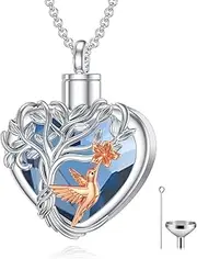 PELOVNY Urn Necklace for Ashes of Loved Ones 925 Sterling Silver Cremation Necklace Keepsake Memorial Jewelry Gifts for Women Men