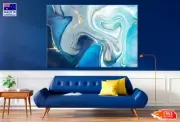 Blue & Gold Abstract Fluid Art Wall Canvas Home Decor Australian Made Quality