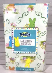 PEEPS Bunny Rabbit Easter Eggs Tablecloth 52"x52" PEVA Wipe Clean Square