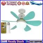 LF# Ceiling Fan LED Lamp E27 Socket Fan Light Remote 42cm (Blue Milky Shell)