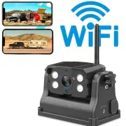 Wireless Magnetic Powered Backup Camera 9600mA Rechargeable For Truck Trailer RV