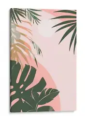 Tropical Palm Sun Art Canvas Print, Minimalist Home Wall Decor