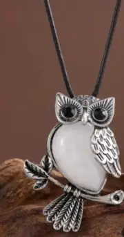 Owl opalite pin brooch pendant