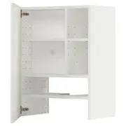 METOD wall cb f extr hood w shlf/door, white/Bodbyn off-white, 60x80 cm