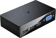 2 in 1 Out VGA KVM Switcher Adapter with Desktop Controller&VGA Cables