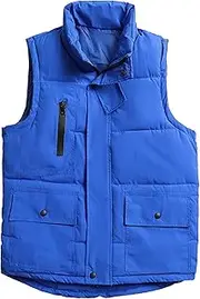 [Generic] Men's Autumn and Winter Casual Vest Jacket Thick Work Clothes Sleeveless Outerwear Fleece Lined Outdoor Zip Vest