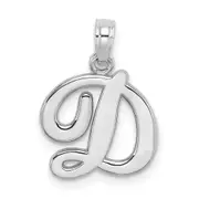 14k White GoldW White Gold Script Letter D Initial Pendant