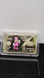 Minnie Mouse Disney Gold Token Coin including Display Box Mickey Mouse Crew