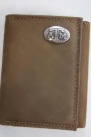 ZEP PRO Texas A&M Aggies Crazy Horse Leather trifold Wallet billfold Tin Box